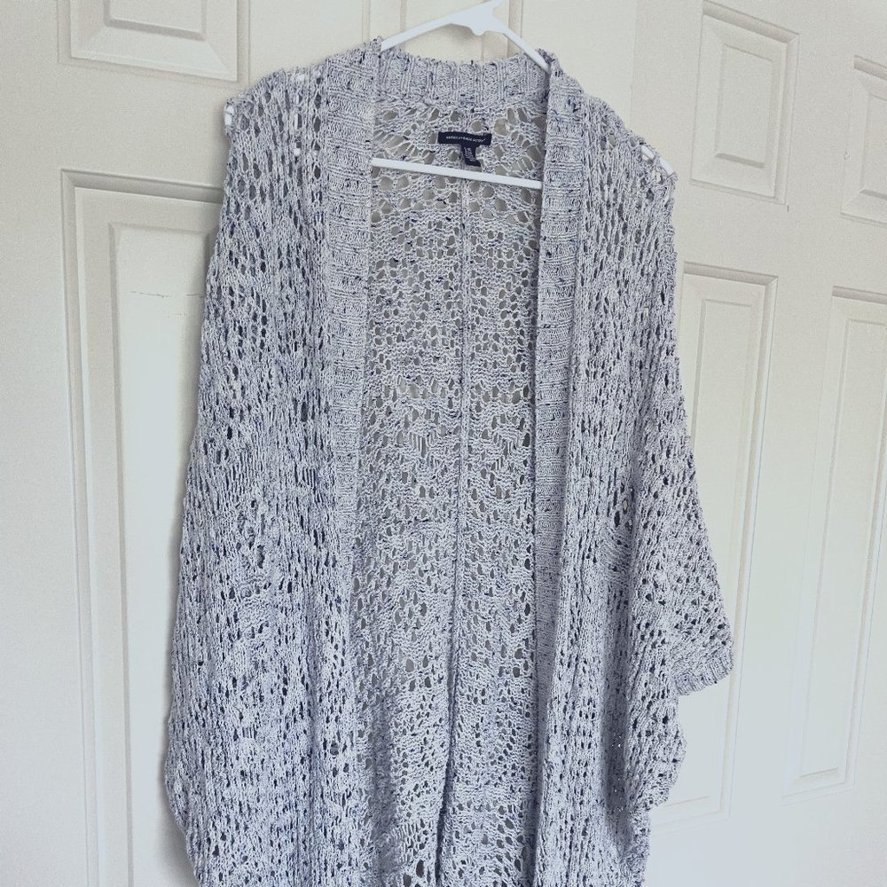 American Eagle Knit Cardigan Wrap Blue and Gray XL